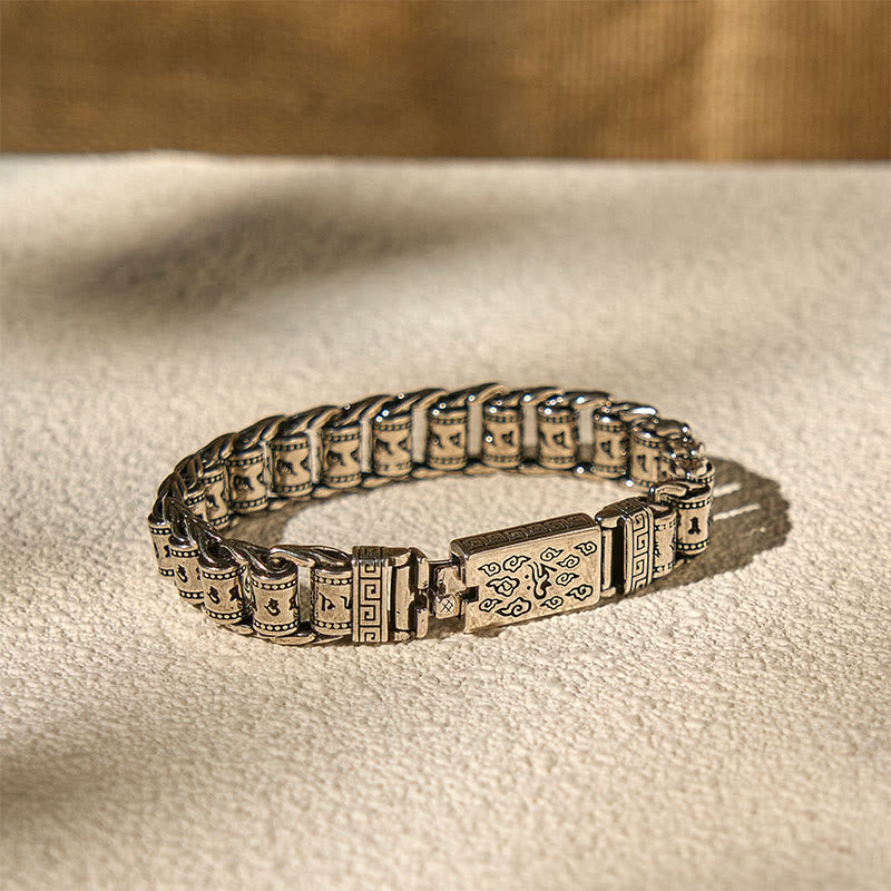 Pulsera de metal tibetano con Buddha Stones , nubes auspiciosas, cobre, Om Mani Padme Hum y paz - image 3