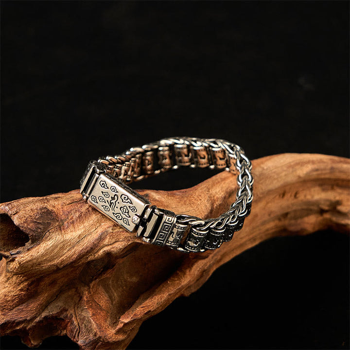 Pulsera de metal tibetano con Buddha Stones , nubes auspiciosas, cobre, Om Mani Padme Hum y paz - image 1