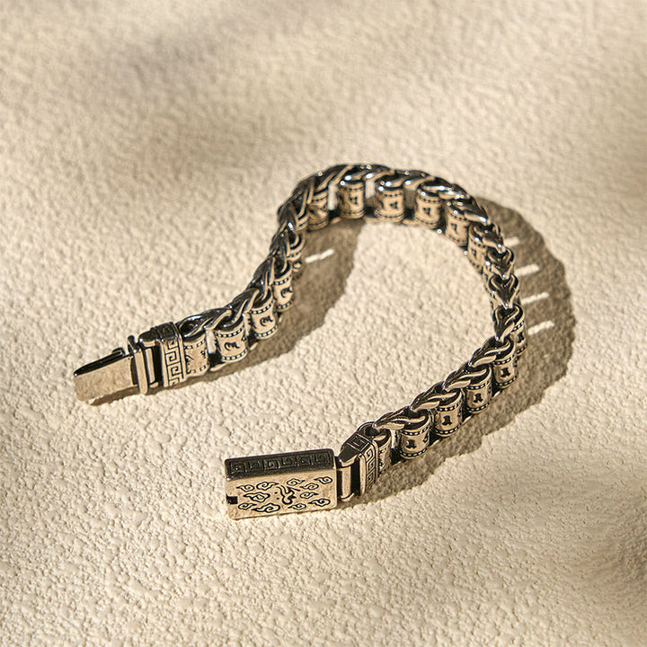 Pulsera de metal tibetano con Buddha Stones , nubes auspiciosas, cobre, Om Mani Padme Hum y paz - image 8