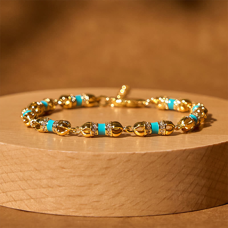 Pulsera de la suerte y la riqueza Vajra con Buddha Stones, cobre, latón y oro de 24 quilates - image 1