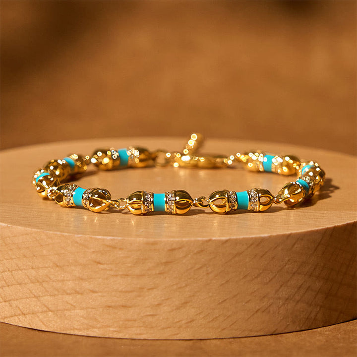 Pulsera de la suerte y la riqueza Vajra con Buddha Stones, cobre, latón y oro de 24 quilates - image 1