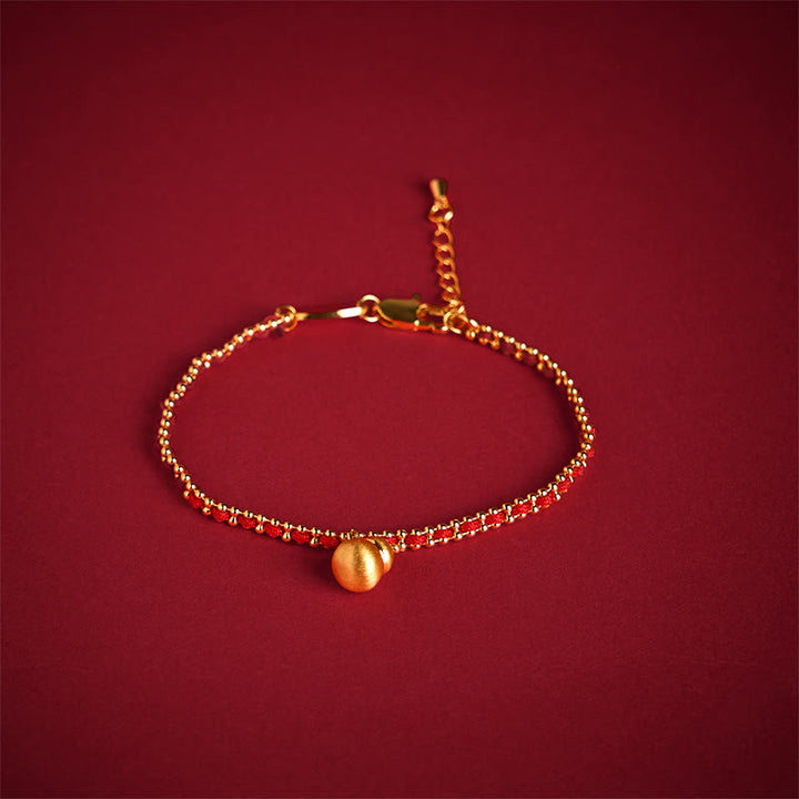 Buddha Stones de hilo rojo, cobre, latón y calabaza para la fuerza y la riqueza - Hilo rojo y latón de cobre (circunferencia de la muñeca: 20-25 cm) - image 0
