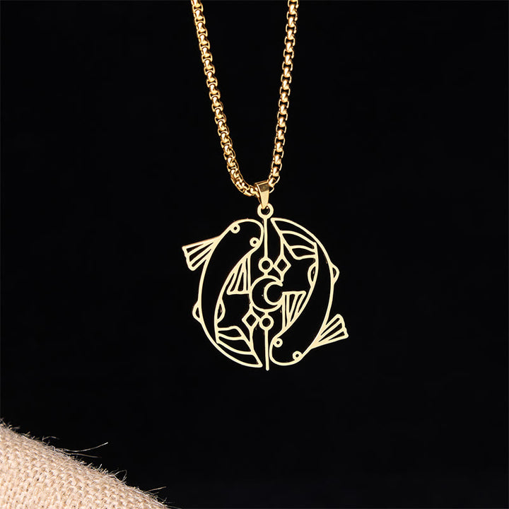 Buddha Stones Colgante de acero inoxidable con diseño hueco de pez koi vintage - Oro - image 7