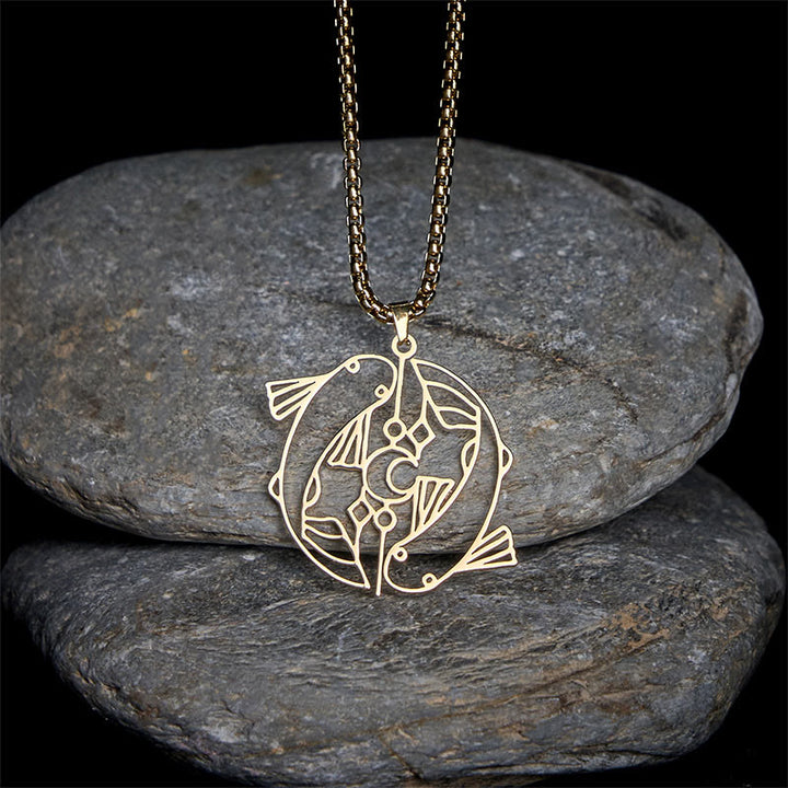 Buddha Stones Colgante de acero inoxidable con diseño hueco de pez koi vintage - image 8