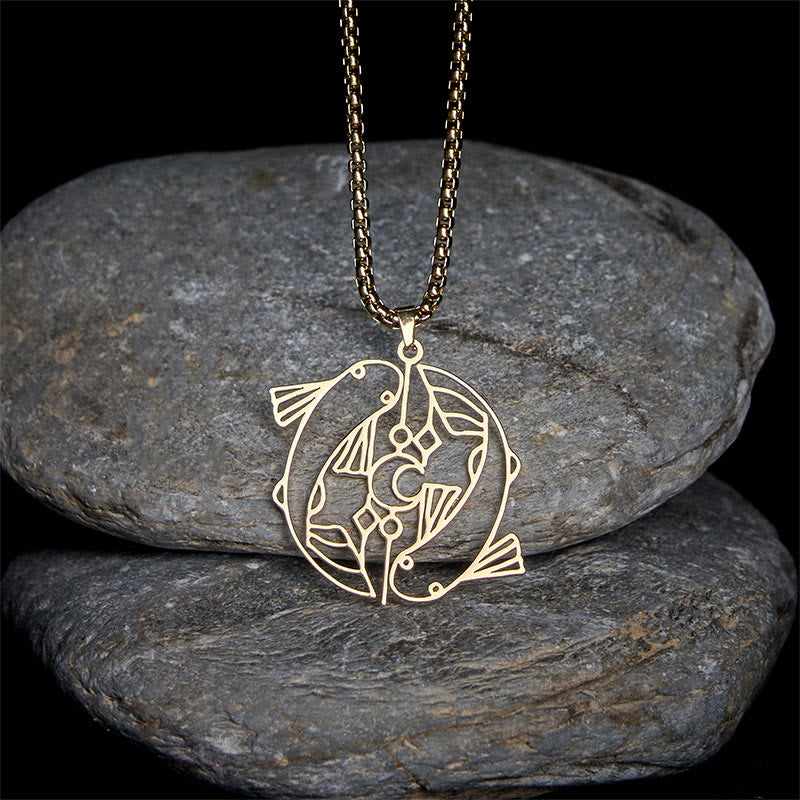 Buddha Stones Colgante de acero inoxidable con diseño hueco de pez koi vintage - image 8