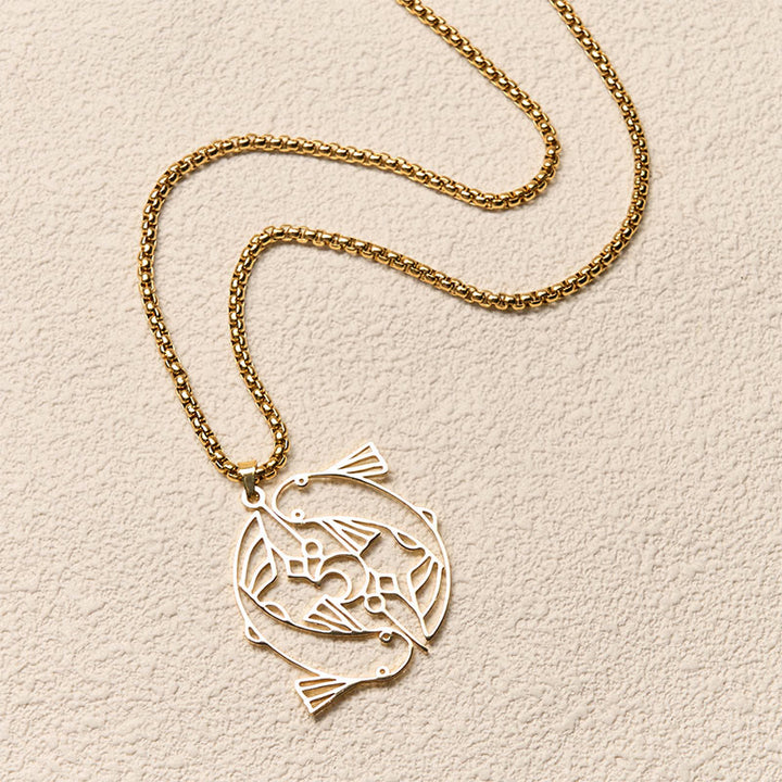 Buddha Stones Colgante de acero inoxidable con diseño hueco de pez koi vintage - image 10