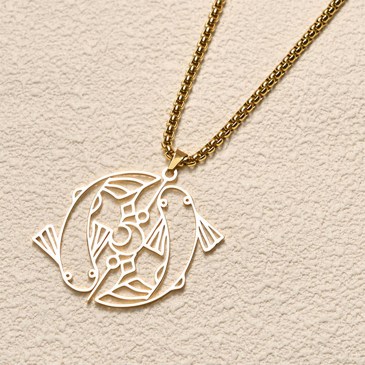 Buddha Stones Colgante de acero inoxidable con diseño hueco de pez koi vintage - image 9