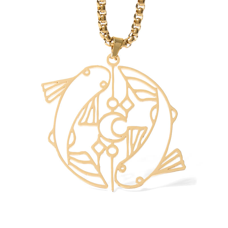 Buddha Stones Colgante de acero inoxidable con diseño hueco de pez koi vintage - image 12