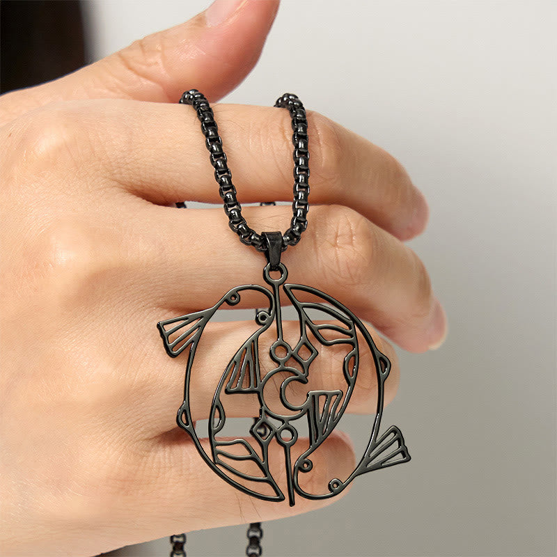 Buddha Stones Colgante de acero inoxidable con diseño hueco de pez koi vintage - image 17