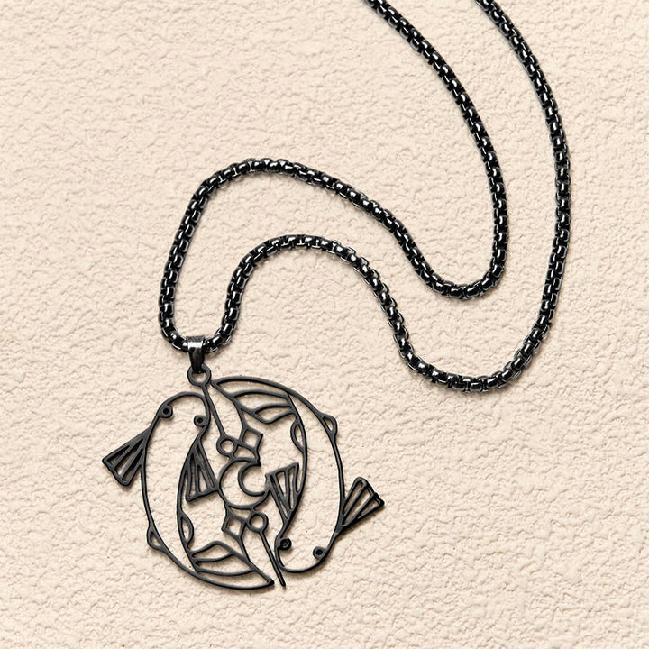 Buddha Stones Colgante de acero inoxidable con diseño hueco de pez koi vintage - image 16