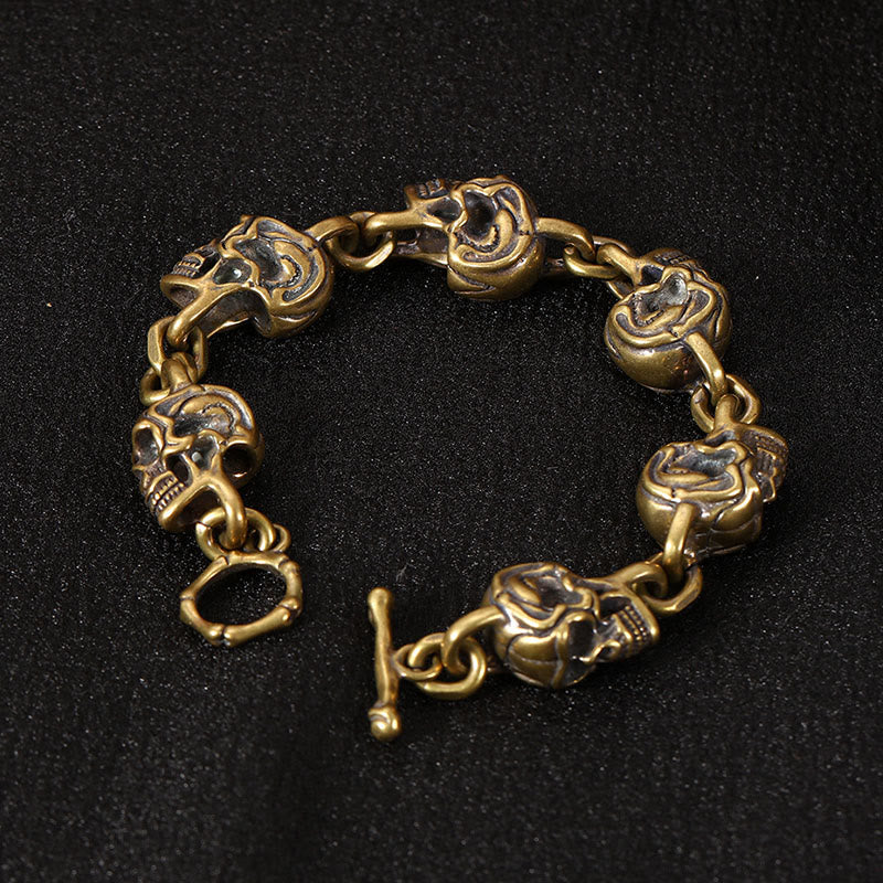 Pulsera de protección del bosque del Señor de los Cadáveres con calavera de cobre y Buddha Stones - Cobre y latón (circunferencia de la muñeca: 18-19 cm) - image 0