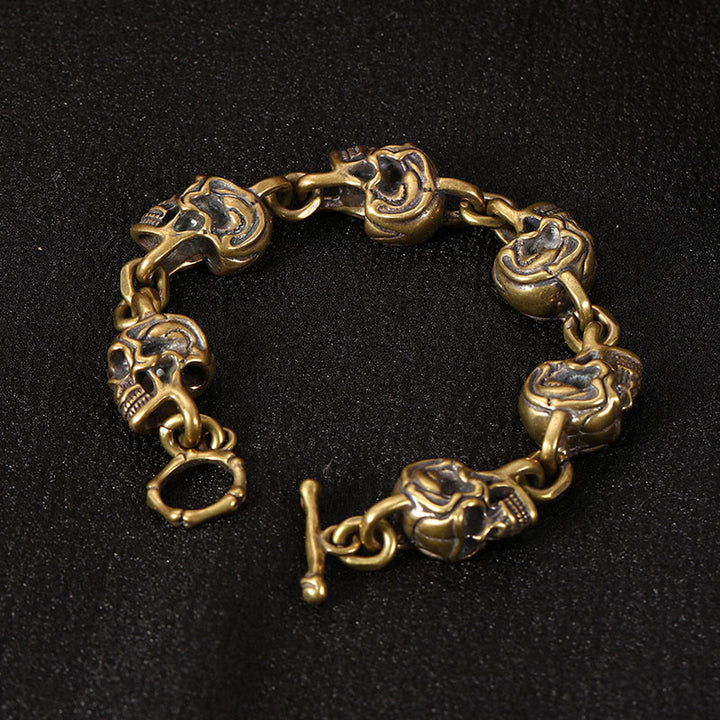 Pulsera de protección del bosque del Señor de los Cadáveres con calavera de cobre y Buddha Stones - Cobre y latón (circunferencia de la muñeca: 18-19 cm) - image 0