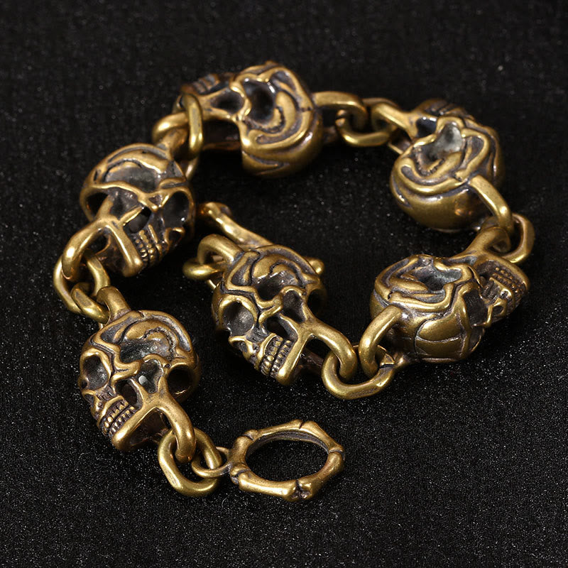 Pulsera de protección del bosque del Señor de los Cadáveres con calavera de cobre y Buddha Stones - image 1
