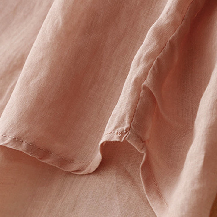 Camisa informal de media manga con diseño de hebilla de rana y diseño sencillo de Buddha Stones para mujer - image 4