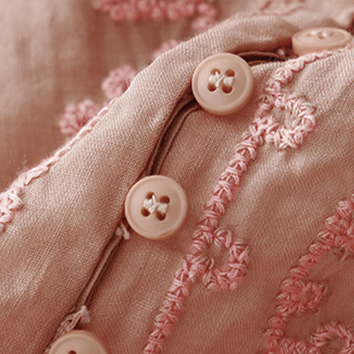 Camisa informal de media manga con diseño de hebilla de rana y diseño sencillo de Buddha Stones para mujer - image 3