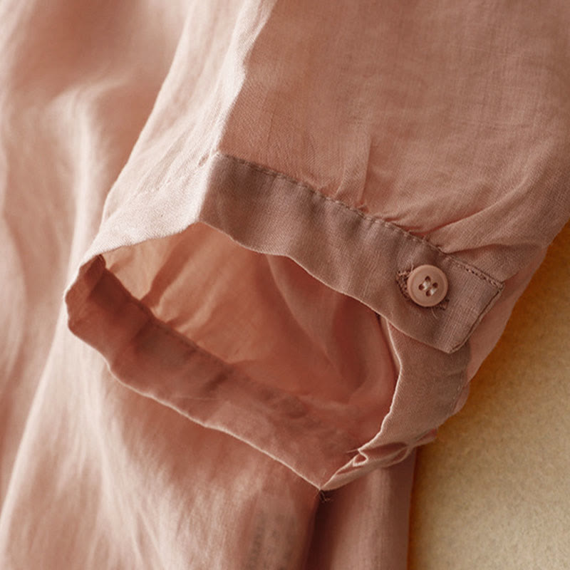 Camisa informal de media manga con diseño de hebilla de rana y diseño sencillo de Buddha Stones para mujer - image 6