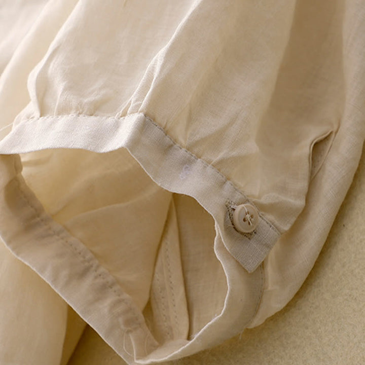 Camisa informal de media manga con diseño de hebilla de rana y diseño sencillo de Buddha Stones para mujer - image 11