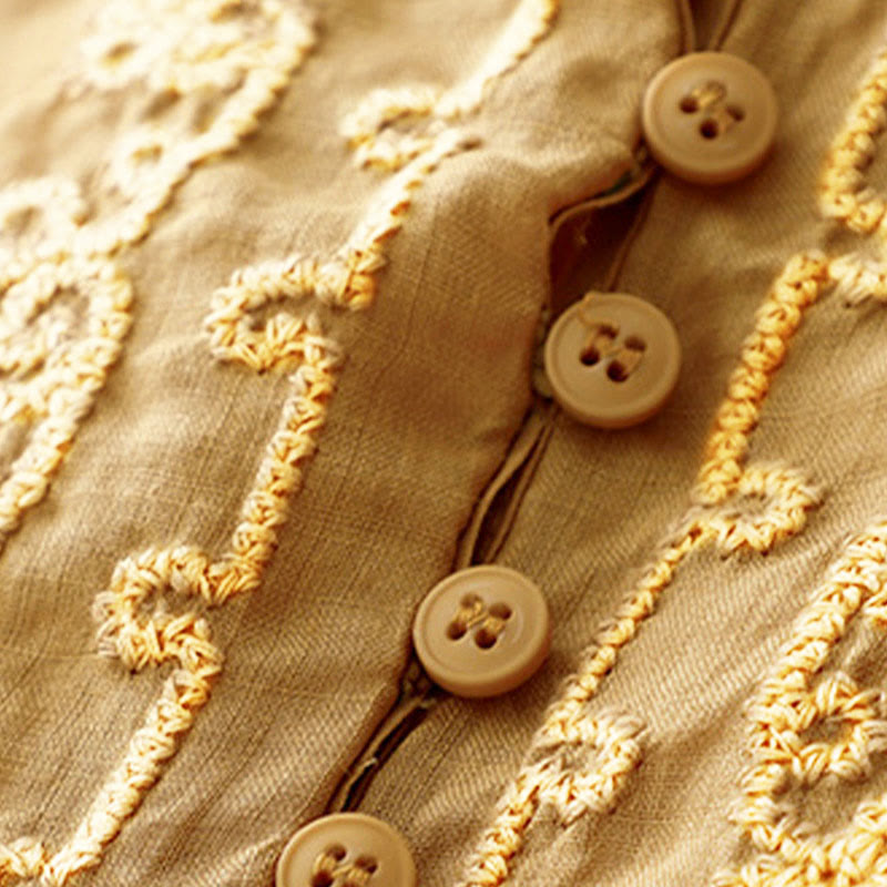 Camisa informal de media manga con diseño de hebilla de rana y diseño sencillo de Buddha Stones para mujer - image 15