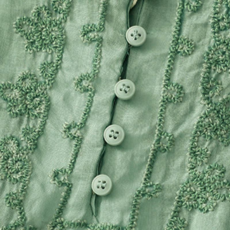 Camisa informal de media manga con diseño de hebilla de rana y diseño sencillo de Buddha Stones para mujer - image 21