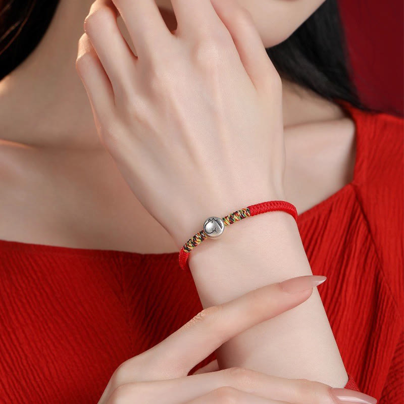 Pulsera trenzada de hilo rojo con Buddha Stones en plata de ley 999, año del caballo y zodiaco chino. - image 10