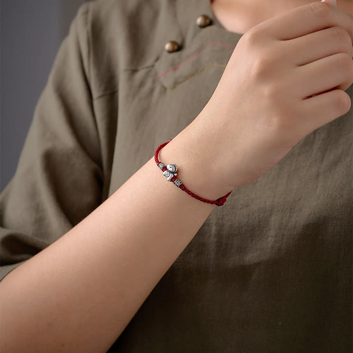 Pulsera trenzada de protección con Buddha Stones del Año del Caballo en plata de ley 999 - image 12