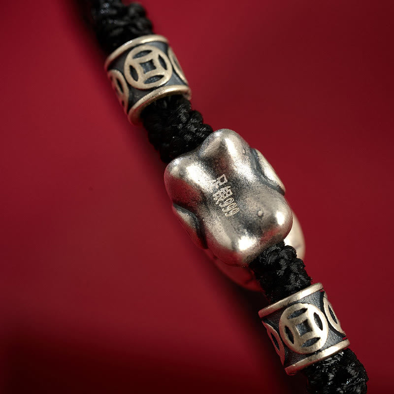 Pulsera trenzada de protección con Buddha Stones del Año del Caballo en plata de ley 999 - image 16