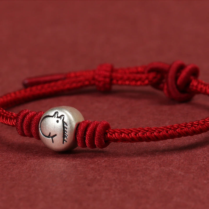 Pulsera trenzada de hilo rojo de plata de ley 999 con Buddha Stones del Año del Caballo - image 10
