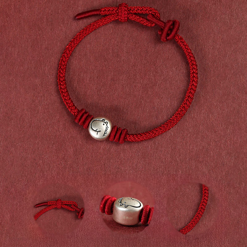 Pulsera trenzada de hilo rojo de plata de ley 999 con Buddha Stones del Año del Caballo - image 13