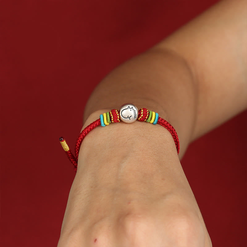 Pulsera trenzada de hilo rojo de plata de ley 999 con Buddha Stones del Año del Caballo - image 3