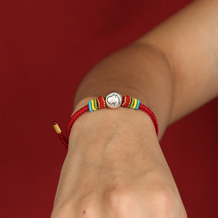 Pulsera trenzada de hilo rojo de plata de ley 999 con Buddha Stones del Año del Caballo - image 3