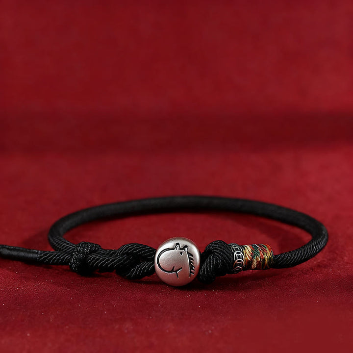 Pulsera trenzada de protección con monedas de cobre y plata de ley 999 con Buddha Stones del Año del Caballo - Negro - 18-20 cm - image 10