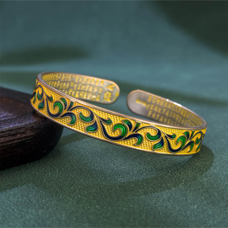 Pulsera ajustable abierta con Buddha Stones, pétalos de enredaderas entrelazadas y ramas de cobre. - Dorado - image 1