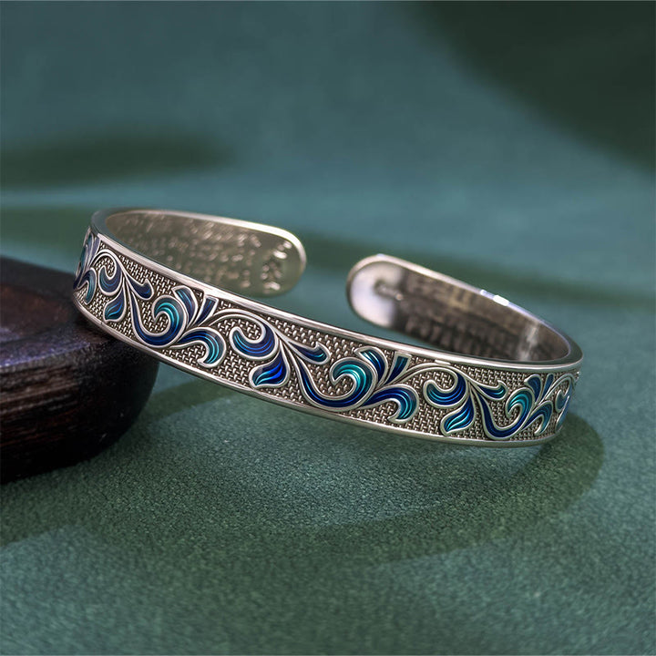 Pulsera ajustable abierta con Buddha Stones, pétalos de enredaderas entrelazadas y ramas de cobre. - Antiguo - image 0