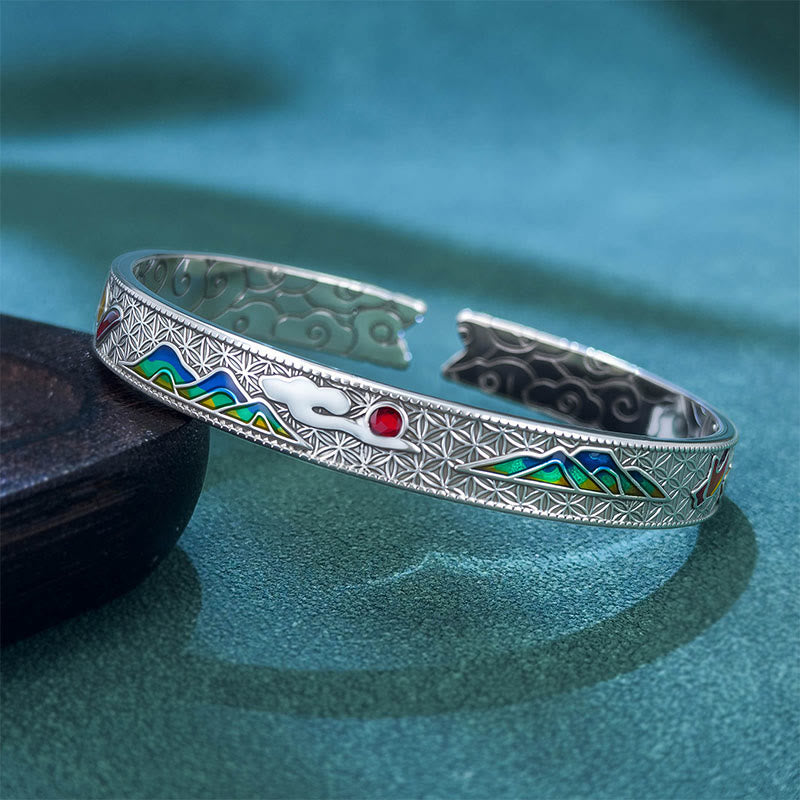 Pulsera ajustable abierta con diseño de mariposa, sol y Buddha Stones, de cobre y esmalte, con amor - Antiguo - image 0