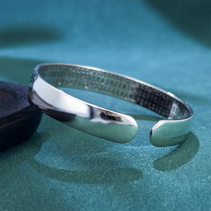 Pulsera ajustable abierta de cobre con Buddha Stones, sutra del corazón, pez koi, loto y riqueza - image 3