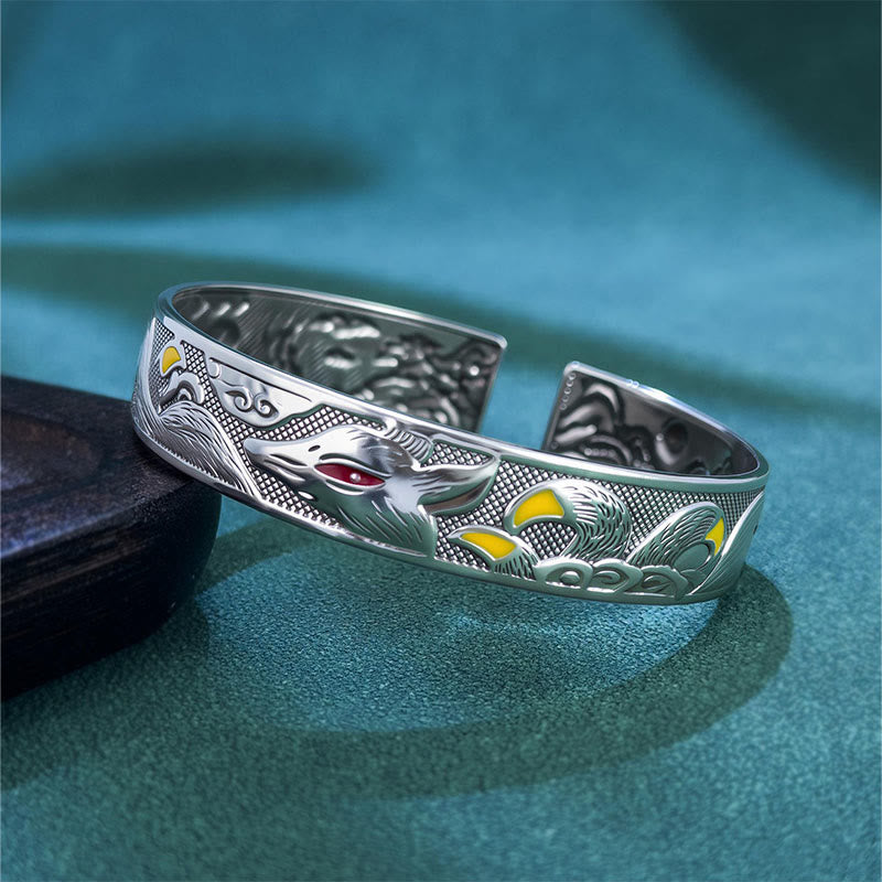 Pulsera ajustable abierta con protección de zorro de nueve colas y Buddha Stones de cobre - Zorro de nueve colas - image 0