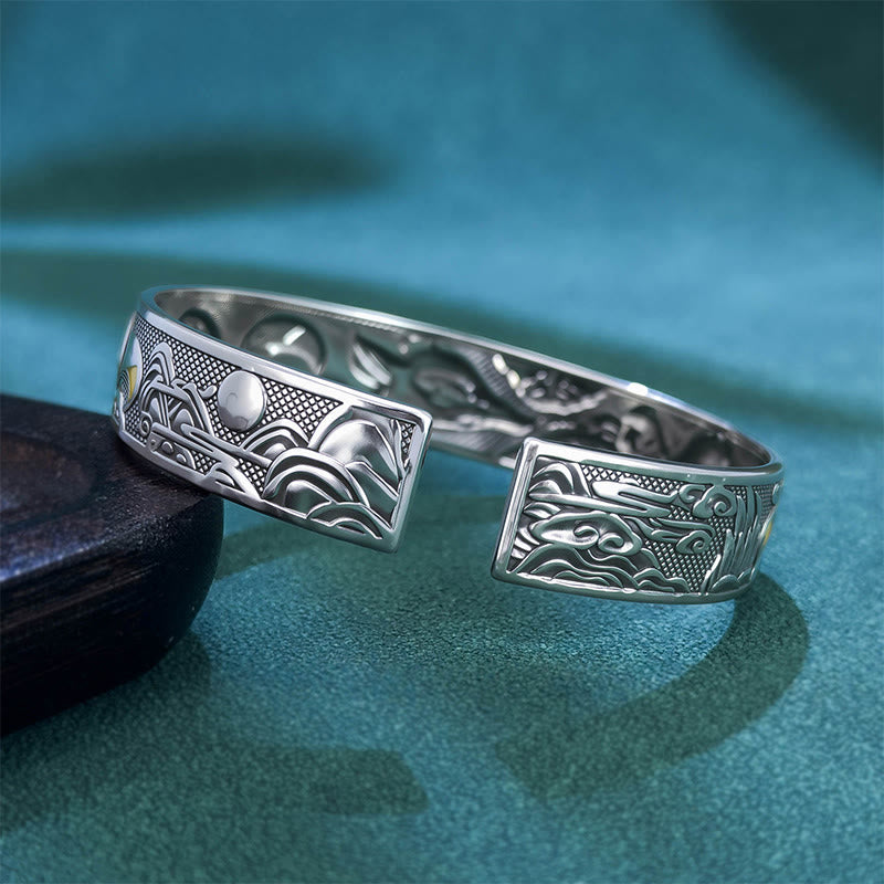 Pulsera ajustable abierta con protección de zorro de nueve colas y Buddha Stones de cobre - image 3