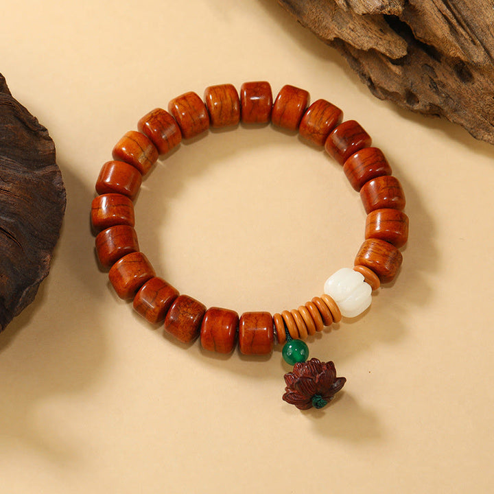 Pulsera de iluminación con diseño de hebilla de paz de loto y cuentas de Buddha Stones - Cuentas de hueso y loto (circunferencia de la muñeca: 15 cm-16 cm) - image 5