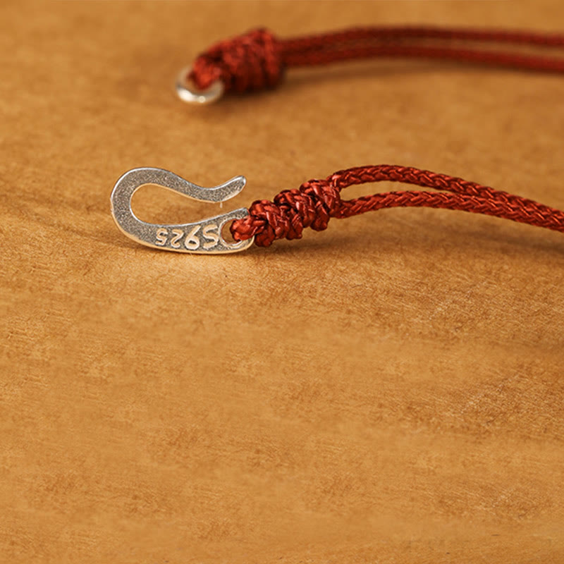 Pulsera de plata de ley 925 con Buddha Stones , diseño de gancho y hilo rojo, color intenso - image 14