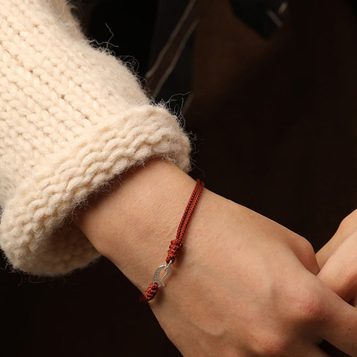 Pulsera de plata de ley 925 con Buddha Stones , diseño de gancho y hilo rojo, color intenso - image 17