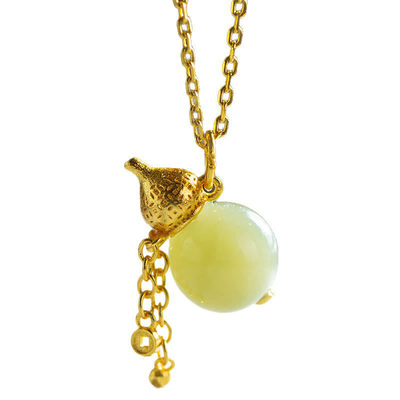 Collar con colgante de calabaza de jade hetiano de plata de ley 925 con Buddha Stones y la suerte de la abundancia - image 4