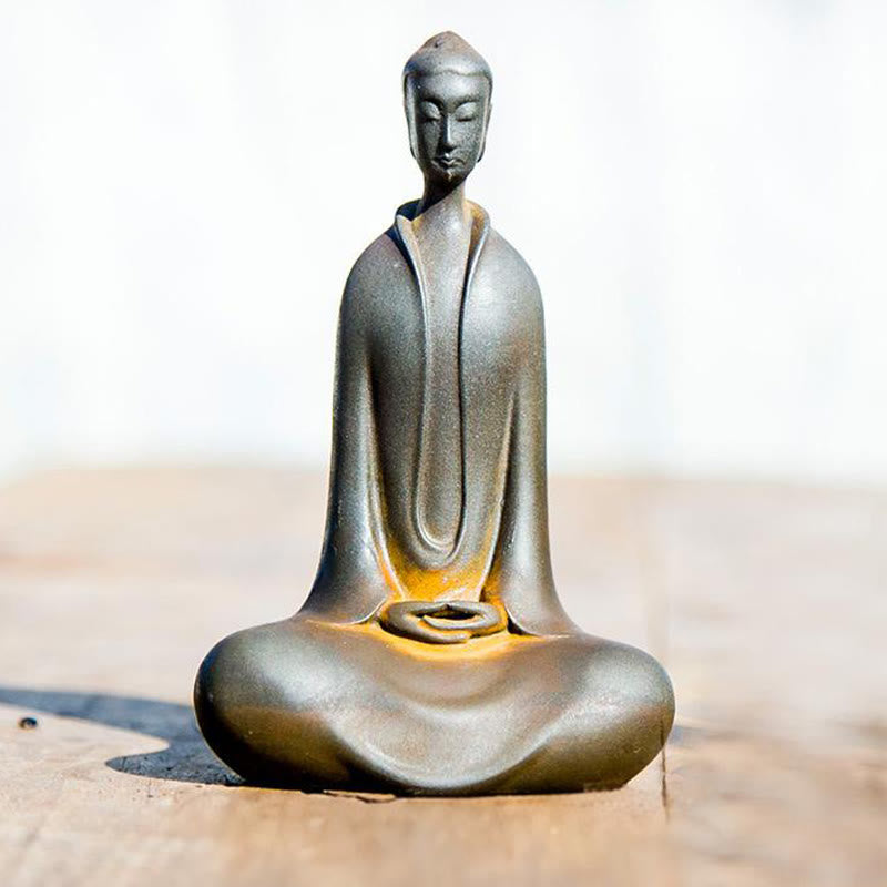 Buddha Stones Estatua de Resina Hecha a Mano de Polvo de Hierro Oxidado de Buda Sakyamuni Decoración del Hogar - Óxido Buda Sakyamuni 11,5*7,4*4,5 cm - image 14