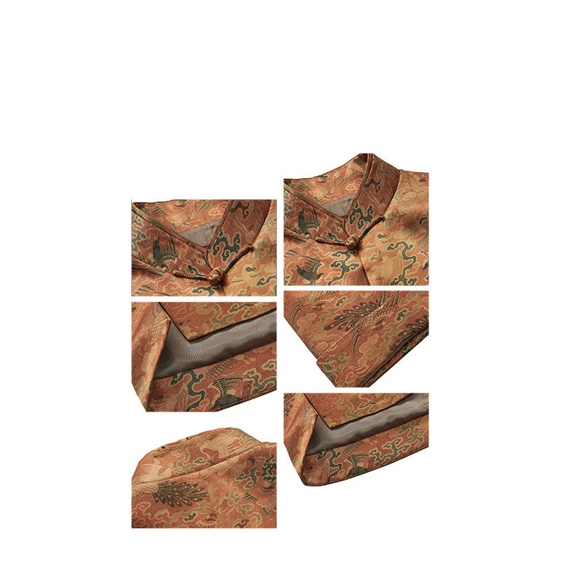 Chaqueta de manga larga para hombre con Buddha Stones, 100 % seda morera, 30 momme, Phoenix Auspicious Clouds - image 16