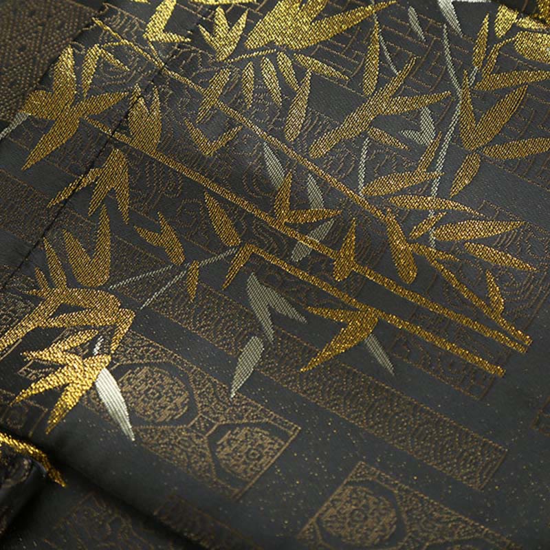 Chaqueta de hombre de manga larga con botones de rana y bolsillos en jacquard de bambú dorado con Buddha Stones - image 9