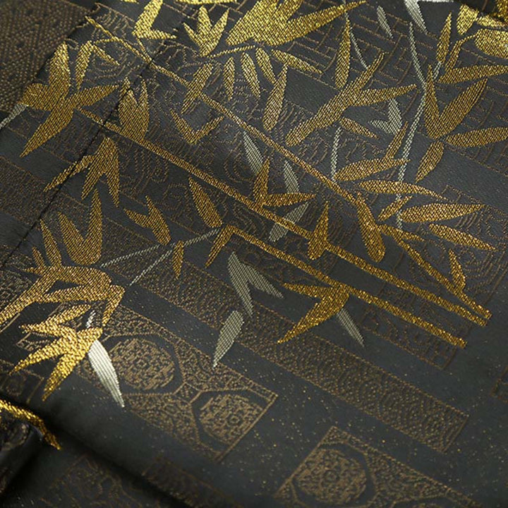 Chaqueta de hombre de manga larga con botones de rana y bolsillos en jacquard de bambú dorado con Buddha Stones - image 9