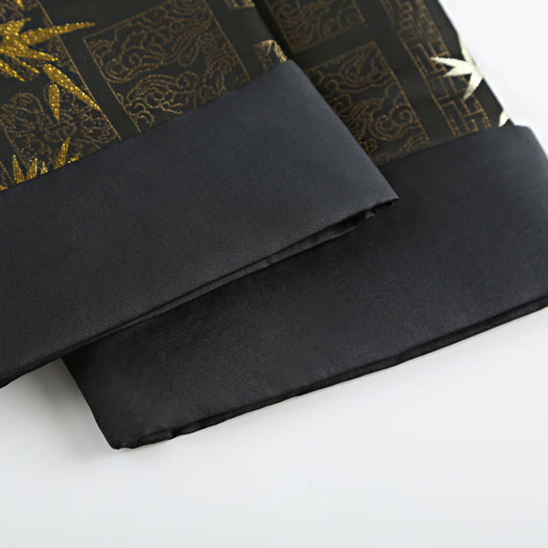 Chaqueta de hombre de manga larga con botones de rana y bolsillos en jacquard de bambú dorado con Buddha Stones - image 10