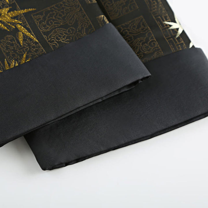 Chaqueta de hombre de manga larga con botones de rana y bolsillos en jacquard de bambú dorado con Buddha Stones - image 10