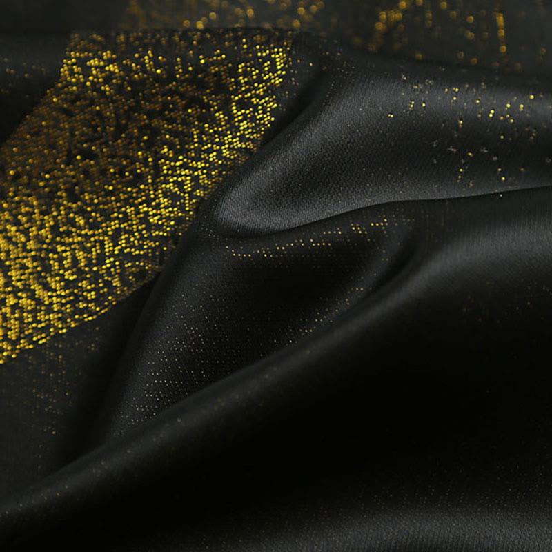 Chaqueta de manga larga para hombre con botones de rana y diseño de grulla de montaña dorada teñida con Buddha Stones, con bolsillos - image 12