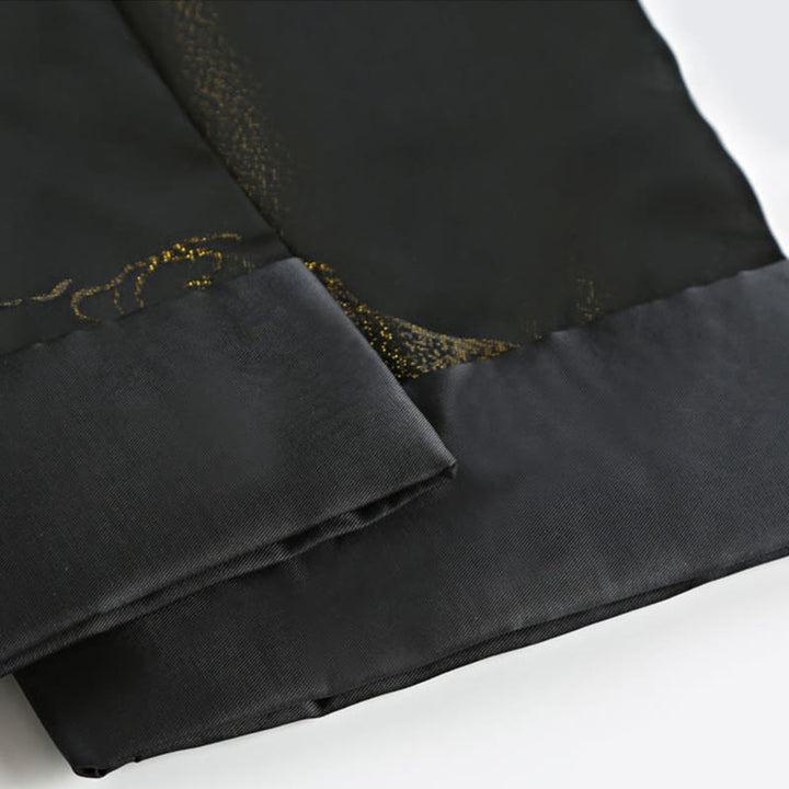 Chaqueta de manga larga para hombre con botones de rana y diseño de grulla de montaña dorada teñida con Buddha Stones, con bolsillos - image 8