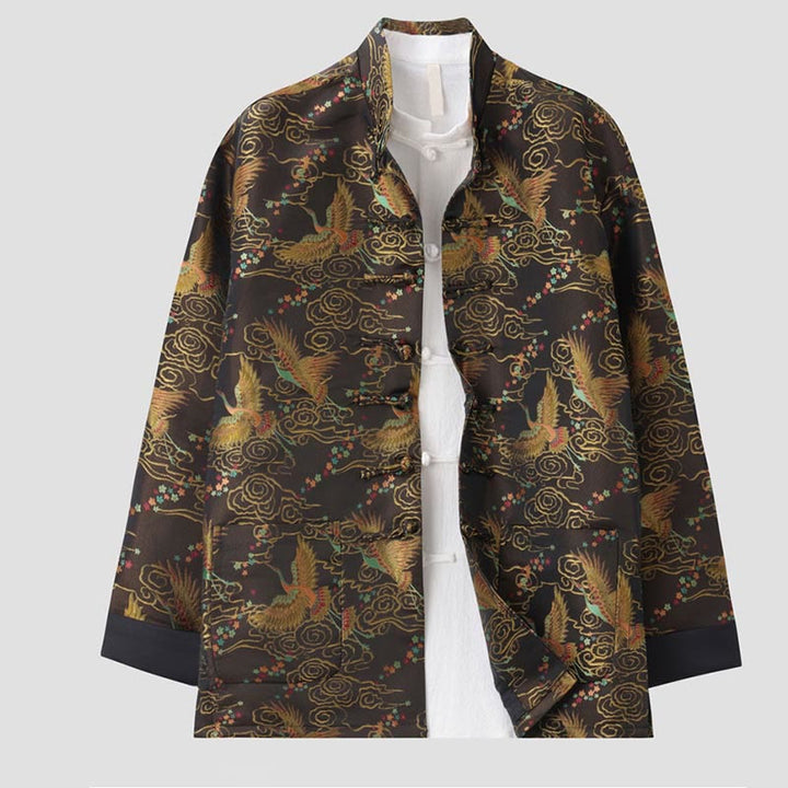 Chaqueta de manga larga para hombre con bolsillos, botones de rana , Buddha Stones, fénix colorido y nubes auspiciosas - image 2